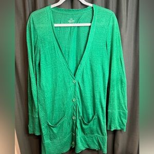 J Crew Green Linen Sweater